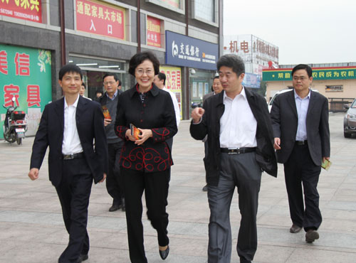 集团董事长秦祥银陪同安庆市副市长陈爱军,宜秀区区长娄雪松参观